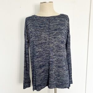 Lou & Grey Brushed Navy Heather Knit Long‎ Sleeve Pullover Tunic Top Small